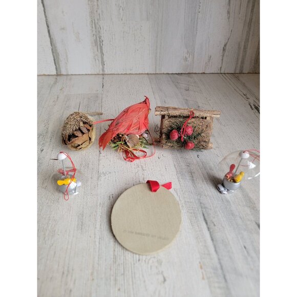 Unique bird house vintage ornament owl goose red cardinal set - Picture 6 of 9